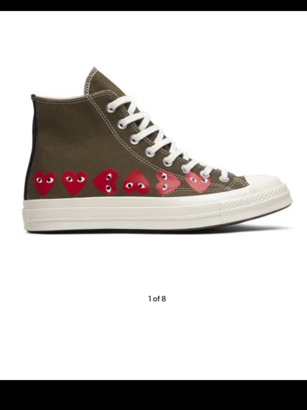 Converse Comme des Garçons Play x Chuck 70 Ні Top Multi Heart Sneakers.